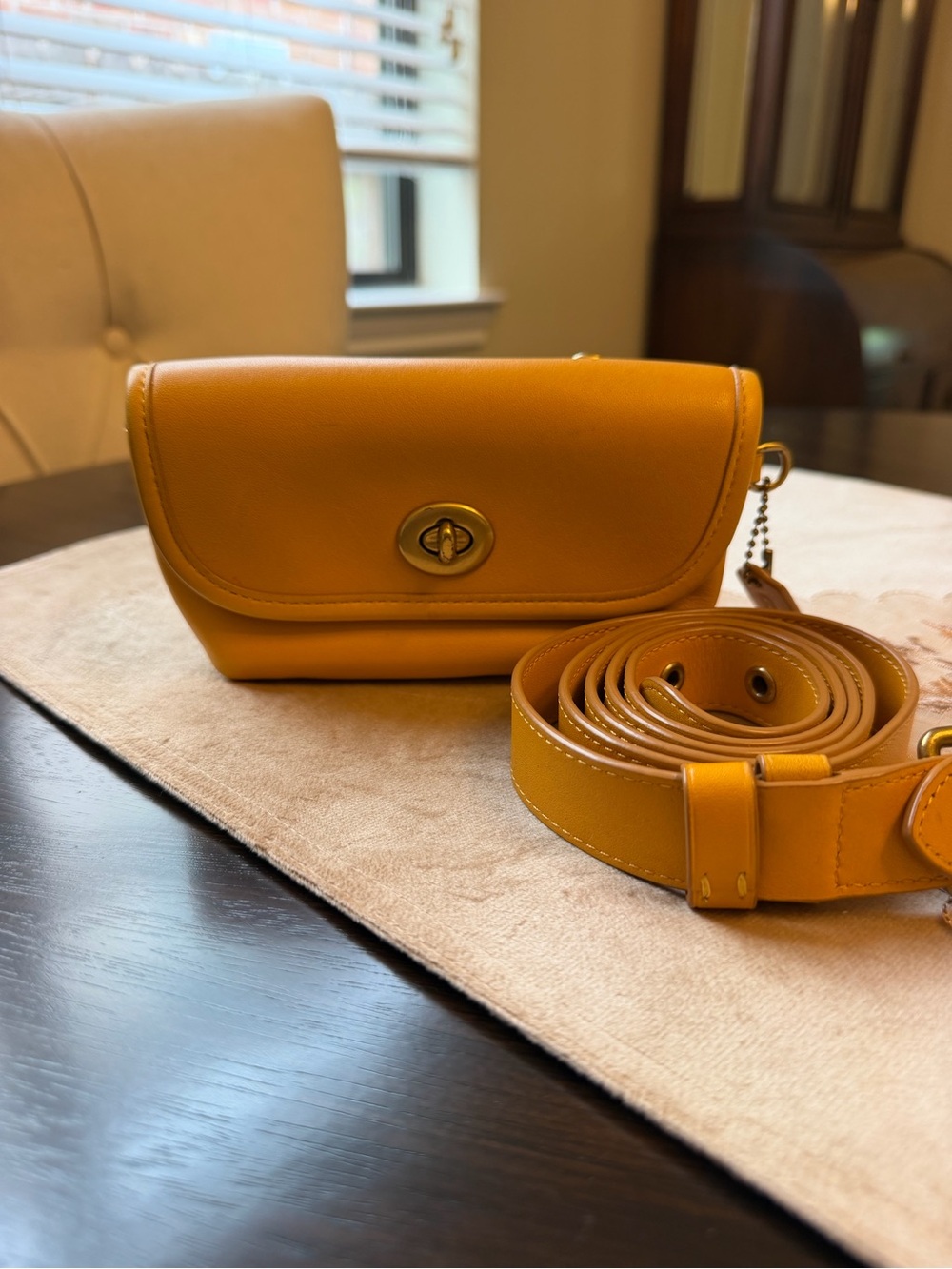 COACH Mustard Yellow Leather fanny Bag - Women Bags